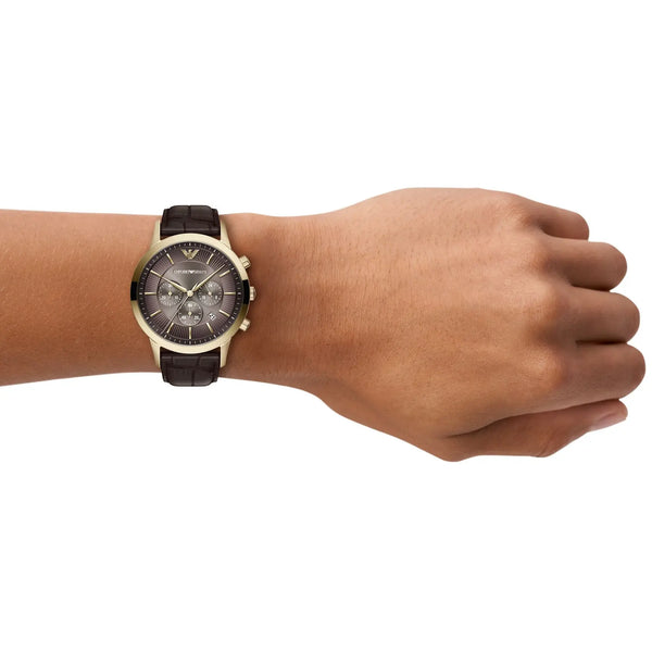 Emporio Armani Men's Archetipo Brown Dial Leather Strap Watch