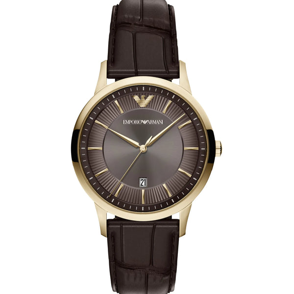 Emporio Armani Men's Archetipo Brown Dial 39mm Leather Strap Watch