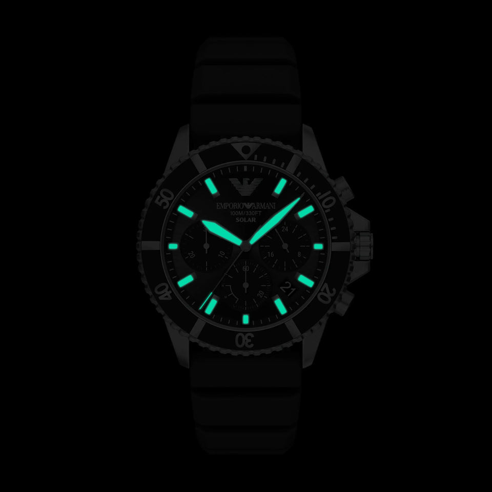 Emporio Armani Men's World Explorer Black Dial Silicone Strap Watch