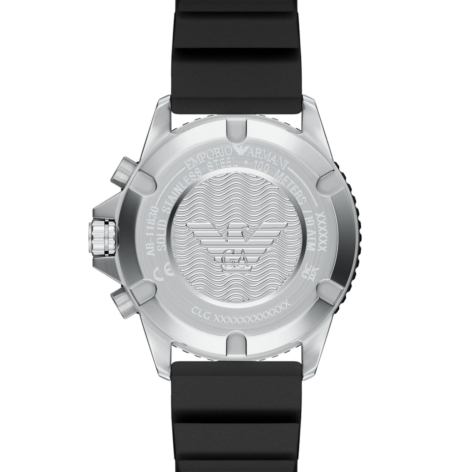 Emporio Armani Men's World Explorer Black Dial Silicone Strap Watch