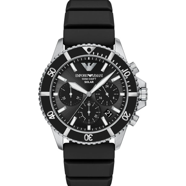 Emporio Armani Men's World Explorer Black Dial Silicone Strap Watch