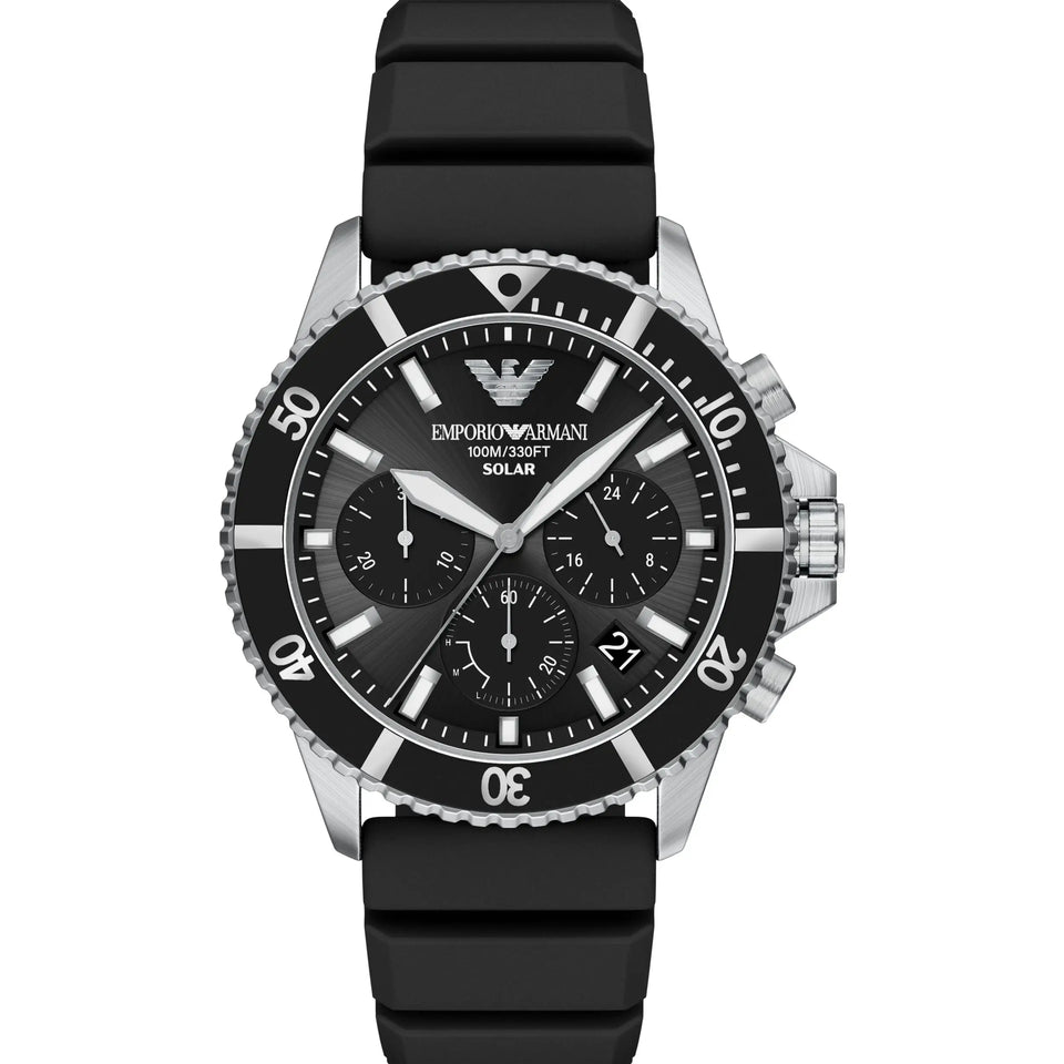Emporio Armani Men's World Explorer Black Dial Silicone Strap Watch