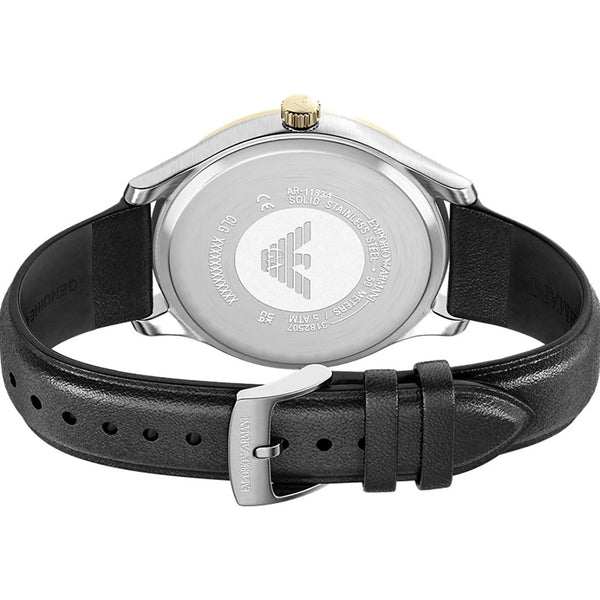 Emporio Armani Men's Dario Black Dial Leather Strap Watch