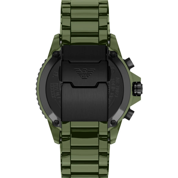 Emporio Armani Men's World Explorer Green Dial Ceramic Bracelet Watch