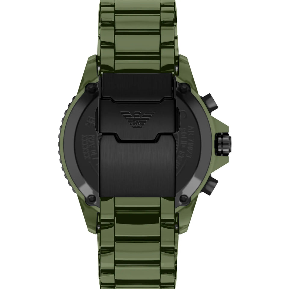 Emporio Armani Men's World Explorer Green Dial Ceramic Bracelet Watch