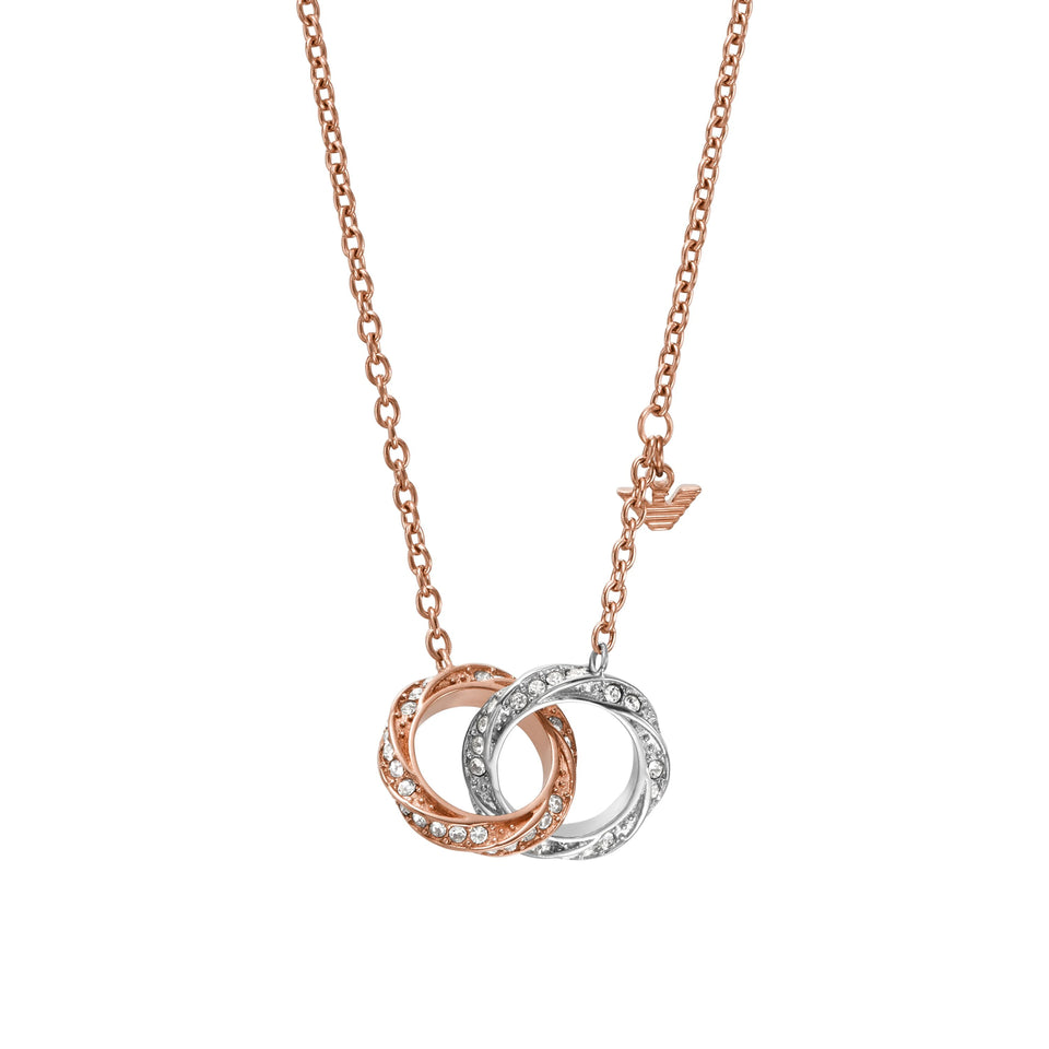 Emporio Armani Ladies Eagle Logo Two Tone Interlocking Necklace
