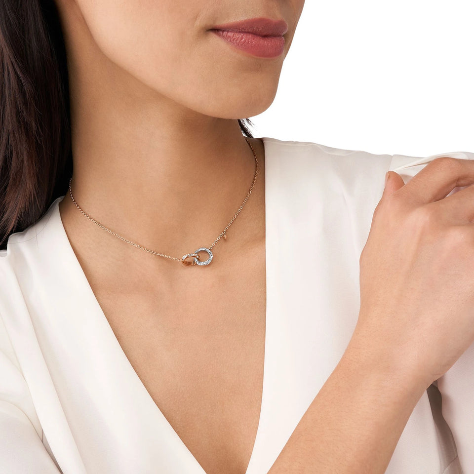 Emporio Armani Ladies Eagle Logo Two Tone Interlocking Necklace