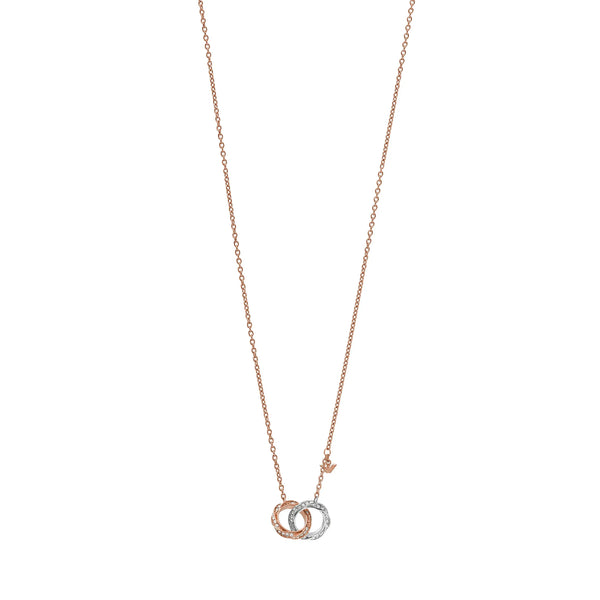 Emporio Armani Ladies Eagle Logo Two Tone Interlocking Necklace