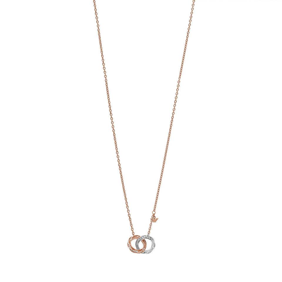 Emporio Armani Ladies Eagle Logo Two Tone Interlocking Necklace