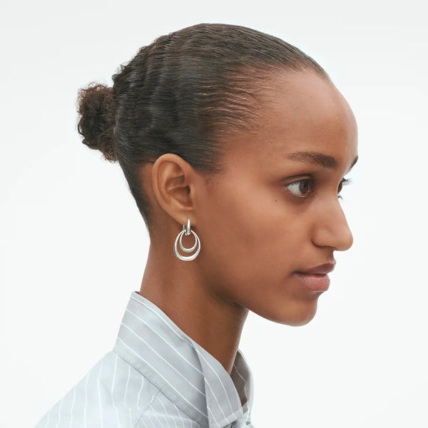 Georg Jensen Ladies Silver Medium Offspring Earrings