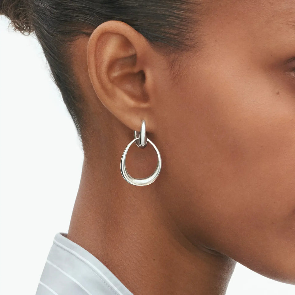 Georg Jensen Ladies Silver Medium Offspring Earrings