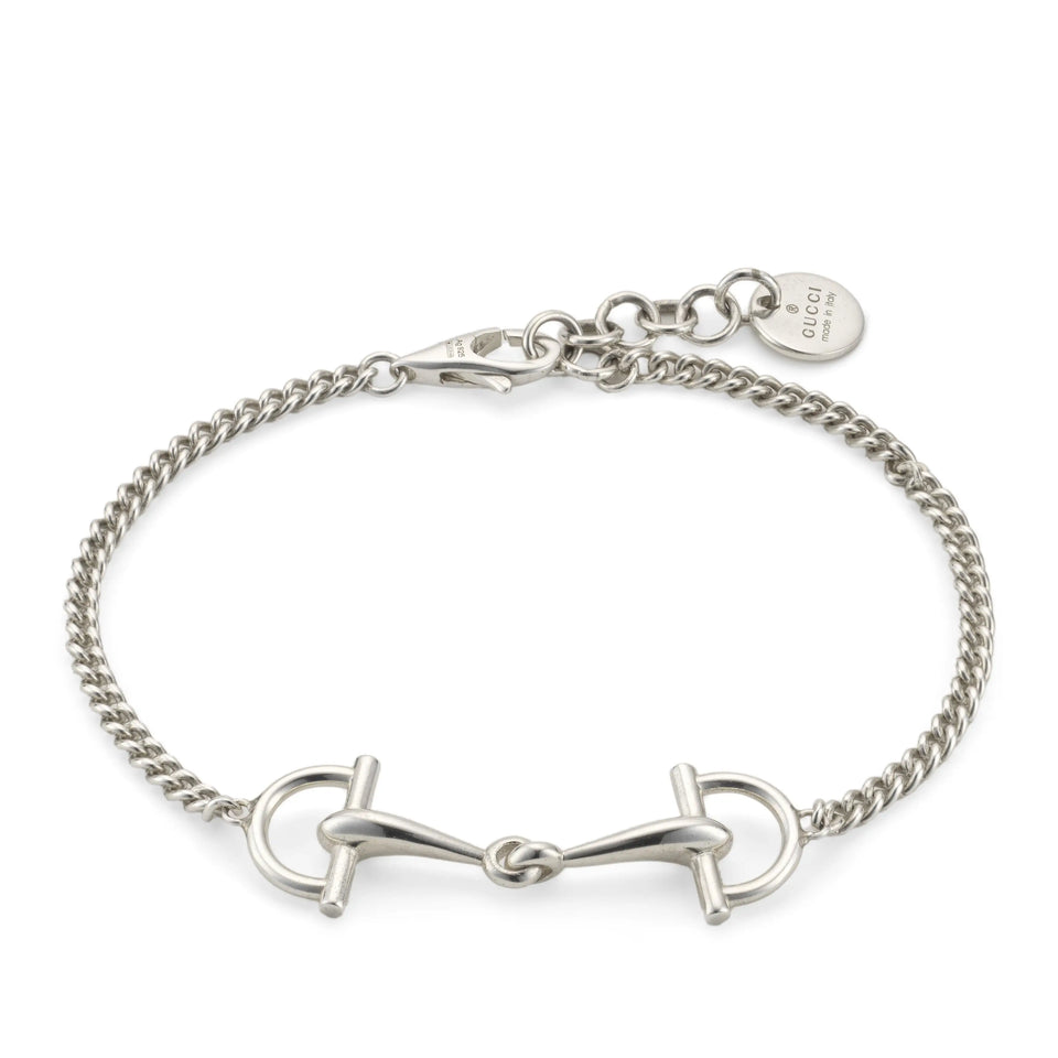 Gucci Staffa Silver Horsebit Marina Chain  Bracelet