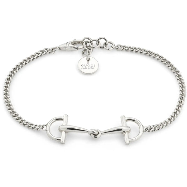 Gucci Staffa Silver Horsebit Marina Chain  Bracelet