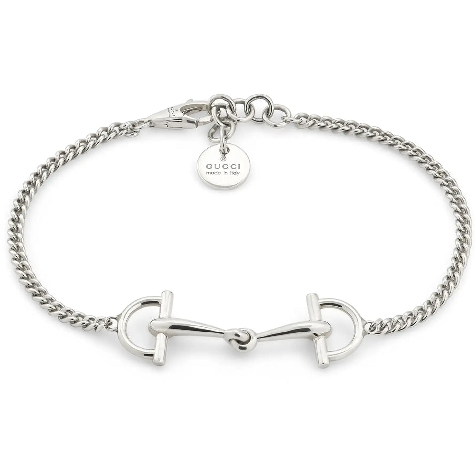 Gucci Staffa Silver Horsebit Marina Chain  Bracelet