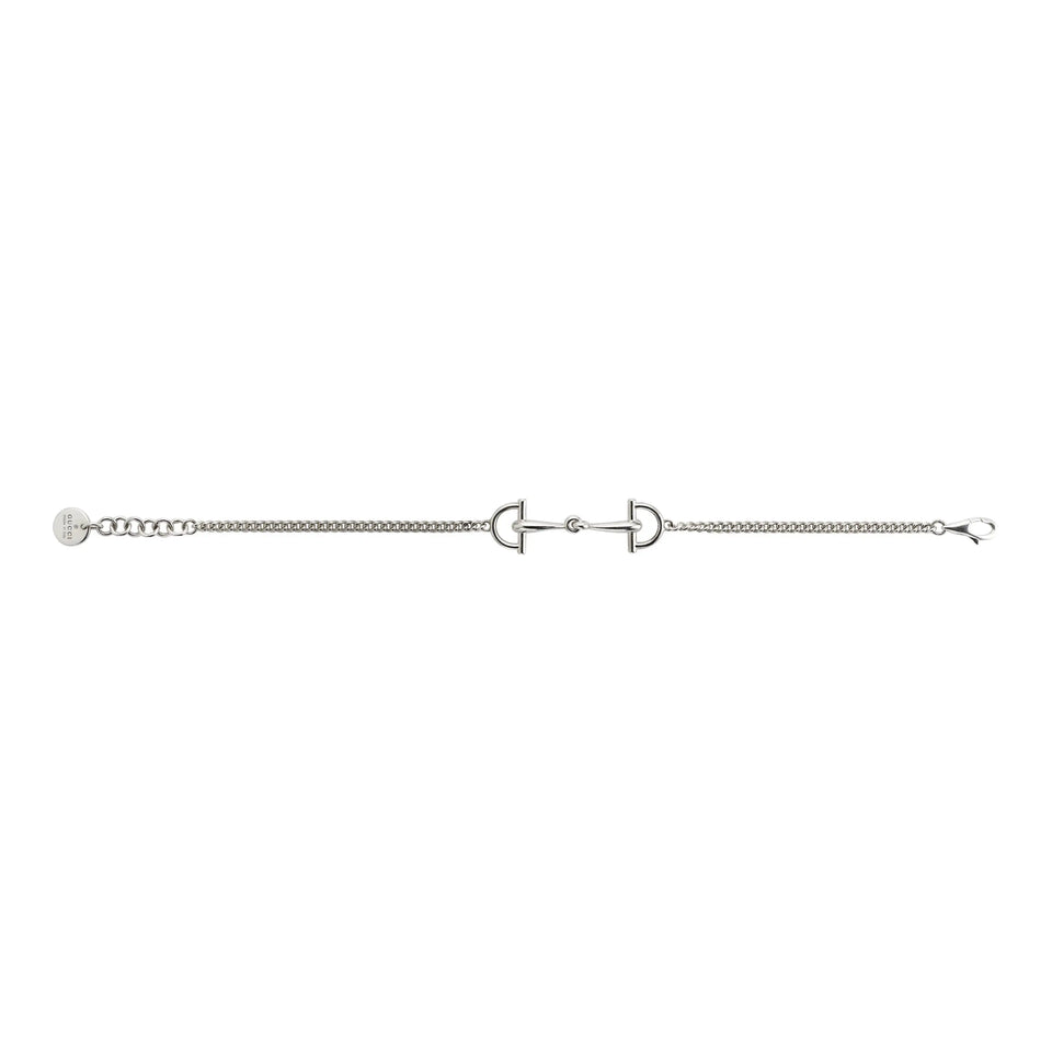 Gucci Staffa Silver Horsebit Marina Chain  Bracelet