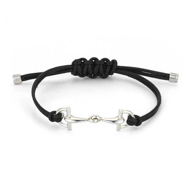 Gucci Leather and Silver Staffa Horsebit Friendship Bracelet
