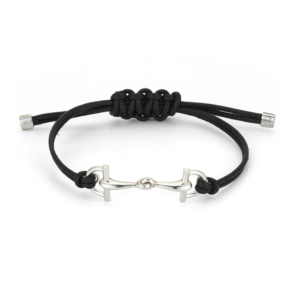 Gucci Leather and Silver Staffa Horsebit Friendship Bracelet