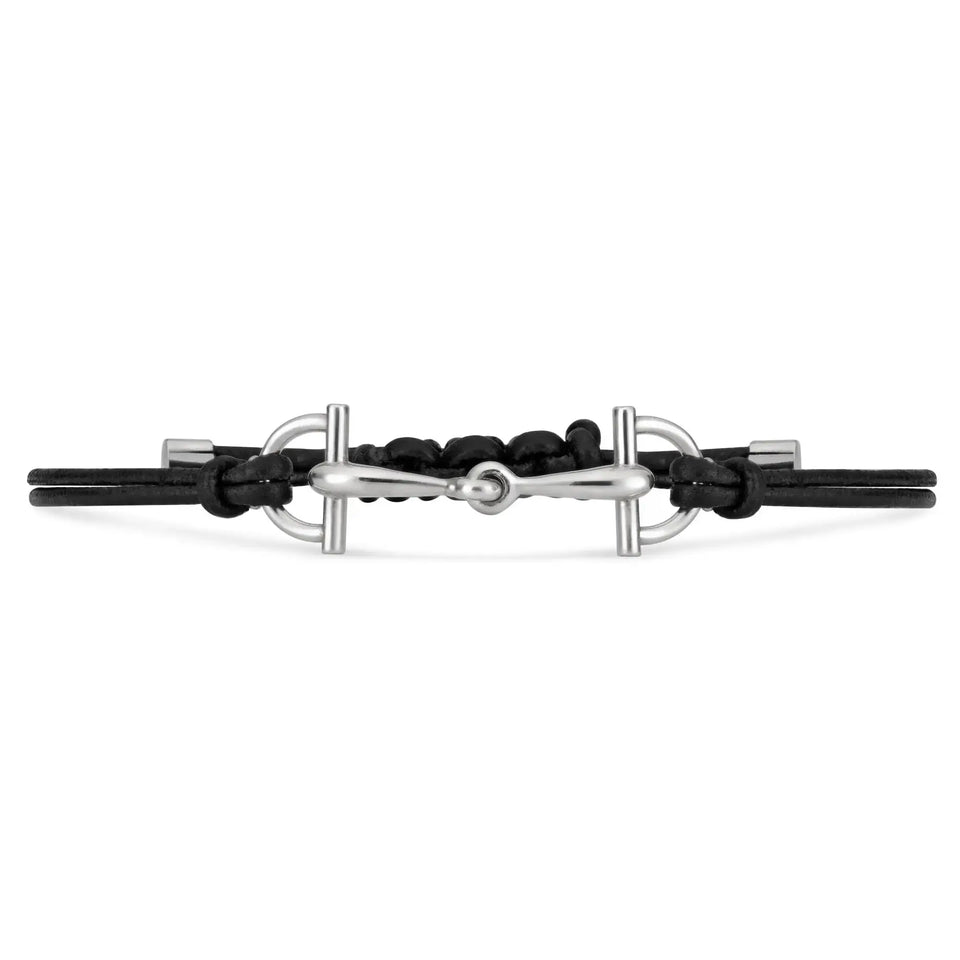 Gucci Leather and Silver Staffa Horsebit Friendship Bracelet