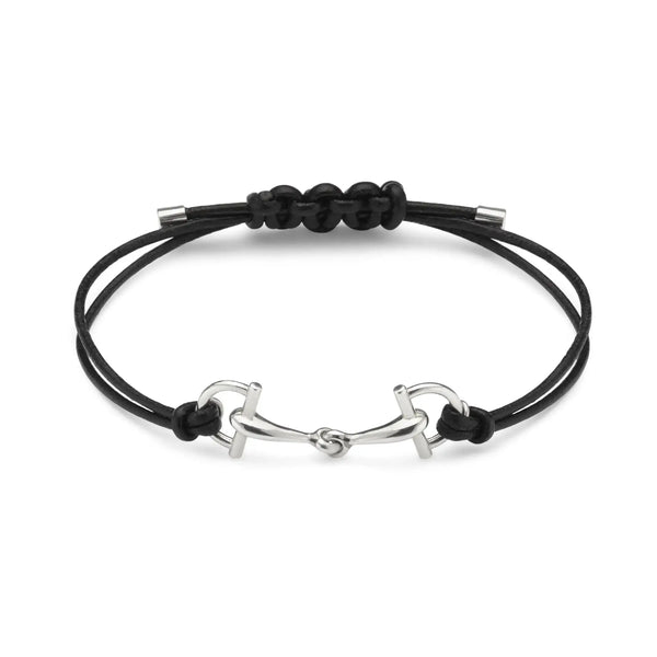 Gucci Leather and Silver Staffa Horsebit Friendship Bracelet