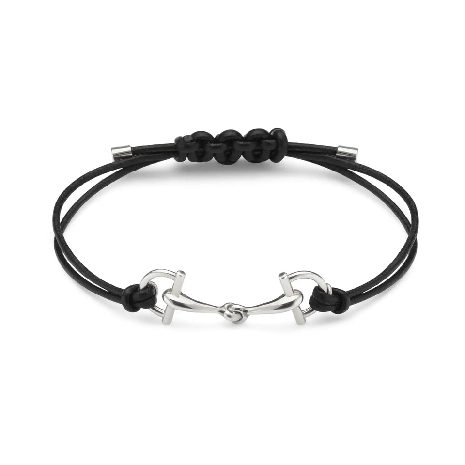 Gucci Leather and Silver Staffa Horsebit Friendship Bracelet