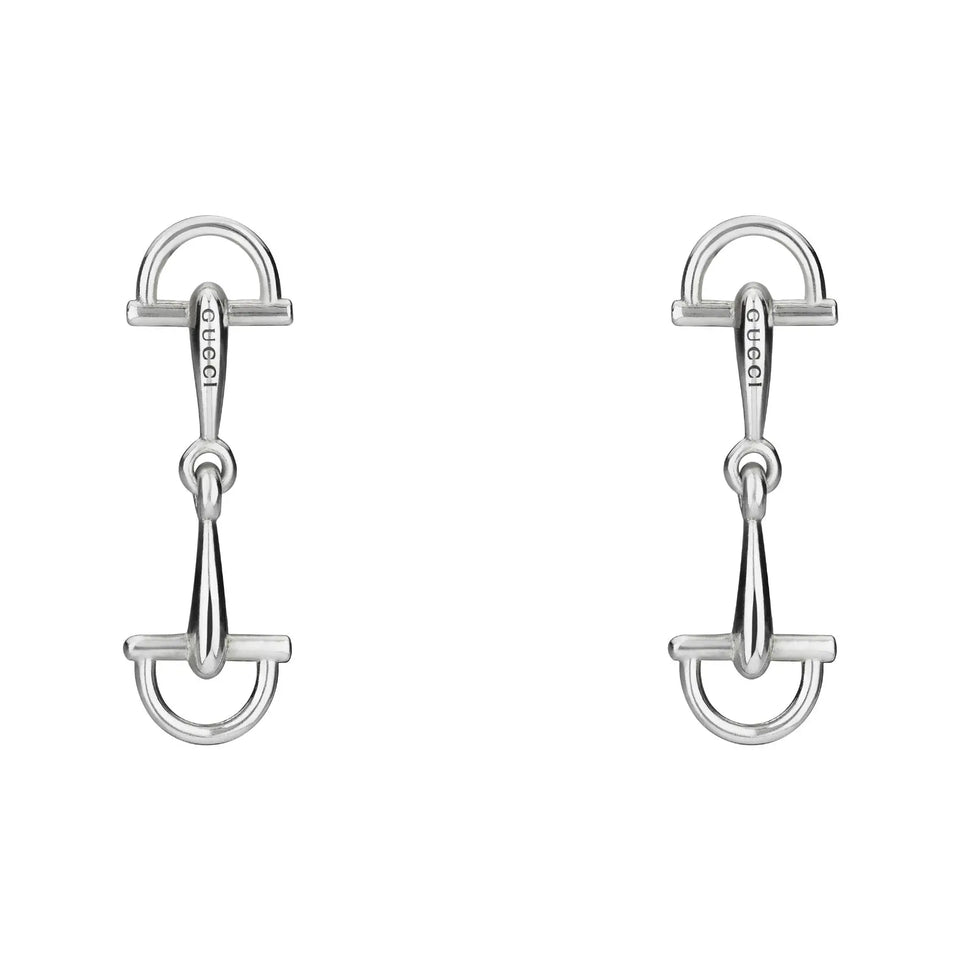 Gucci Staffa Horsebit Silver Drop Earrings