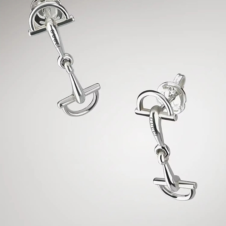 Gucci Staffa Horsebit Silver Drop Earrings