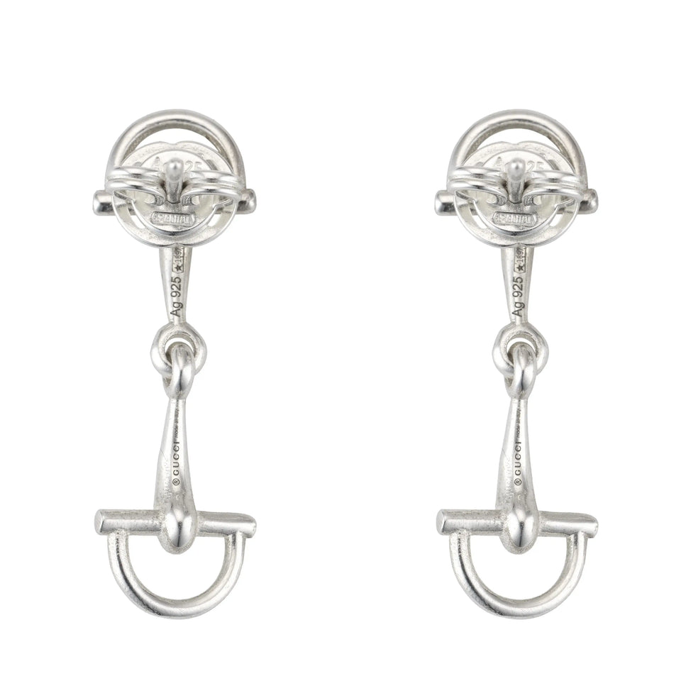 Gucci Staffa Horsebit Silver Drop Earrings