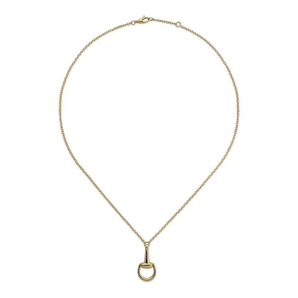 Gucci Unisex Yellow Gold Horsebit Necklace 40-42cm