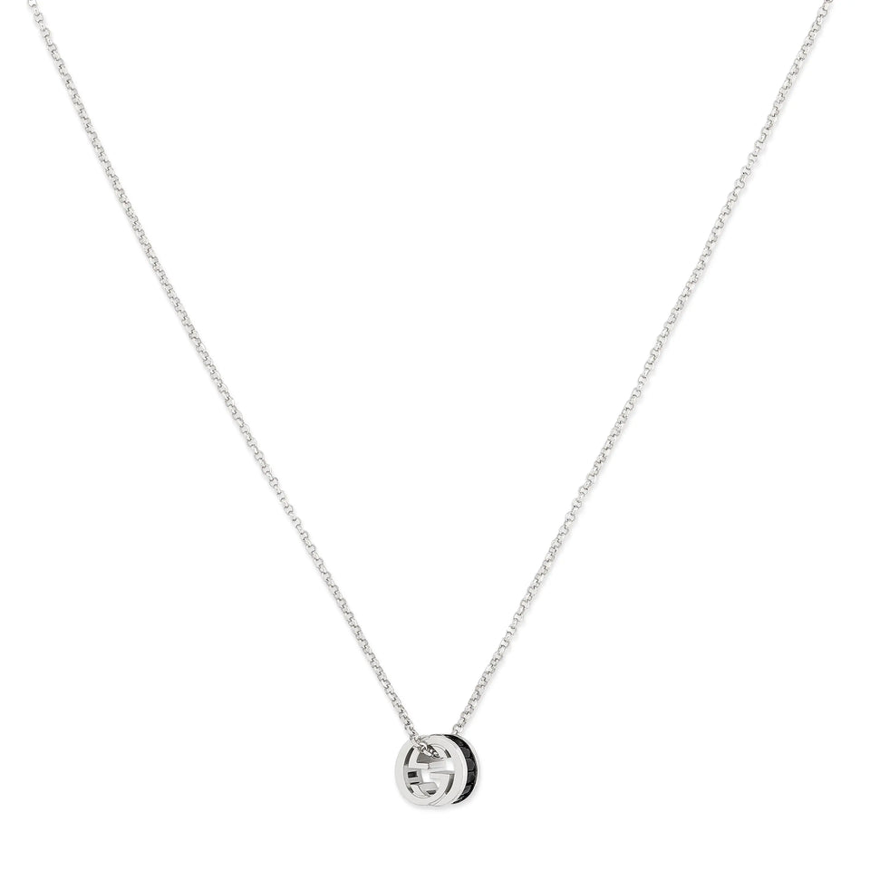 Gucci Interlocking G Black Crystal Unisex Necklace