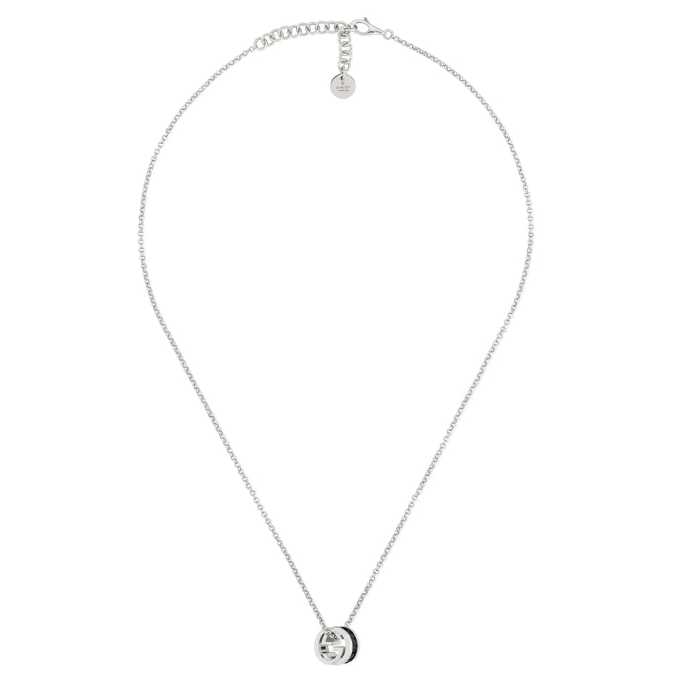 Gucci Interlocking G Black Crystal Unisex Necklace