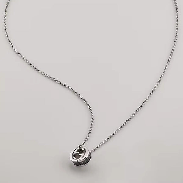 Gucci Interlocking G Black Crystal Unisex Necklace