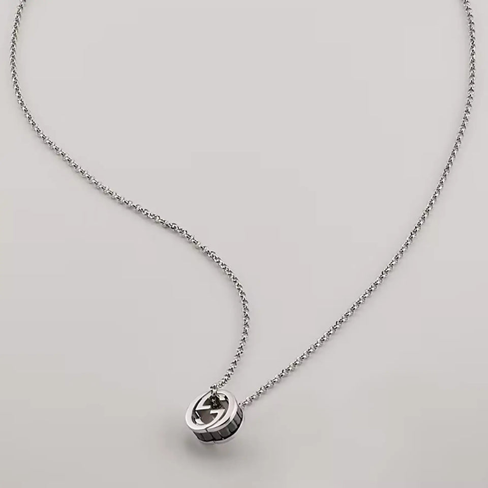 Gucci Interlocking G Black Crystal Unisex Necklace