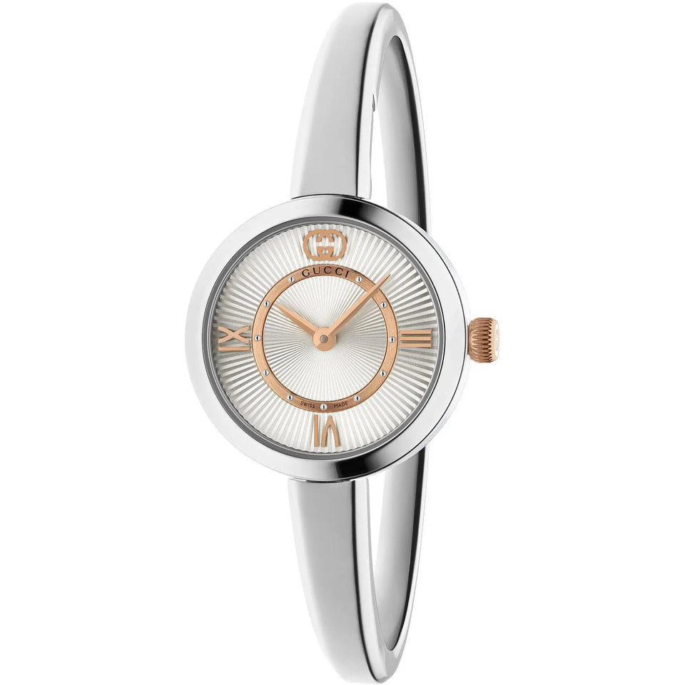 Gucci Ladies 24mm Model 2000 Silver Dial 16cm Bangle Watch