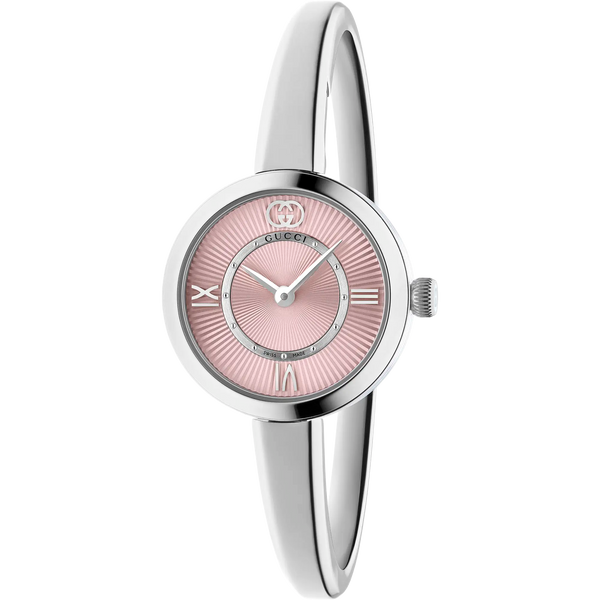 Gucci Ladies 24mm Model 2000 Pink Dial 16cm Bangle Watch