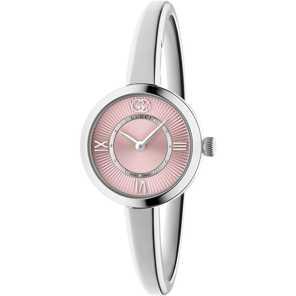 Gucci Ladies 24mm Model 2000 Pink Dial 16cm Bangle Watch