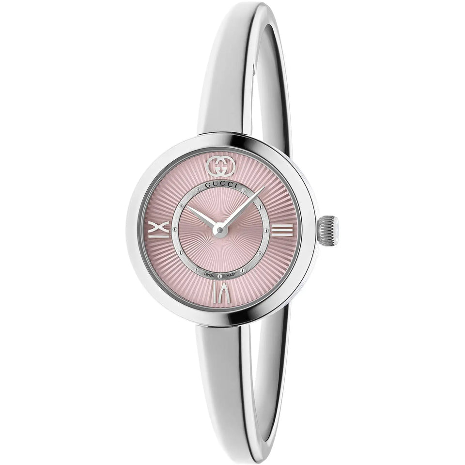 Gucci Ladies 24mm Model 2000 Pink Dial 15cm Bangle Watch