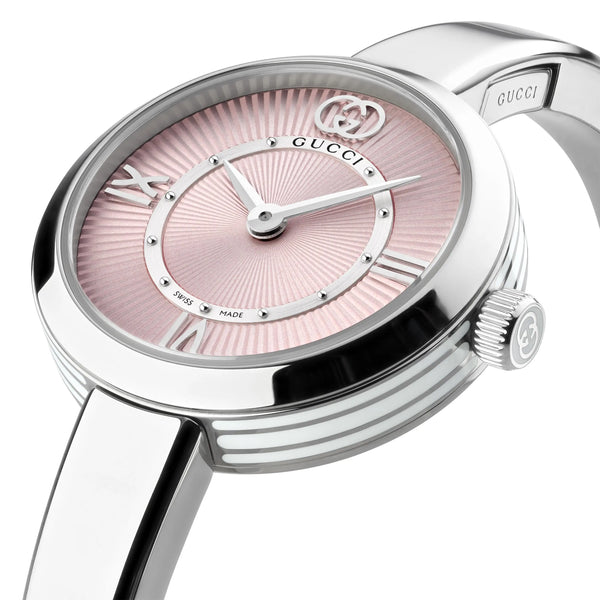 Gucci Ladies 24mm Model 2000 Pink Dial 15cm Bangle Watch