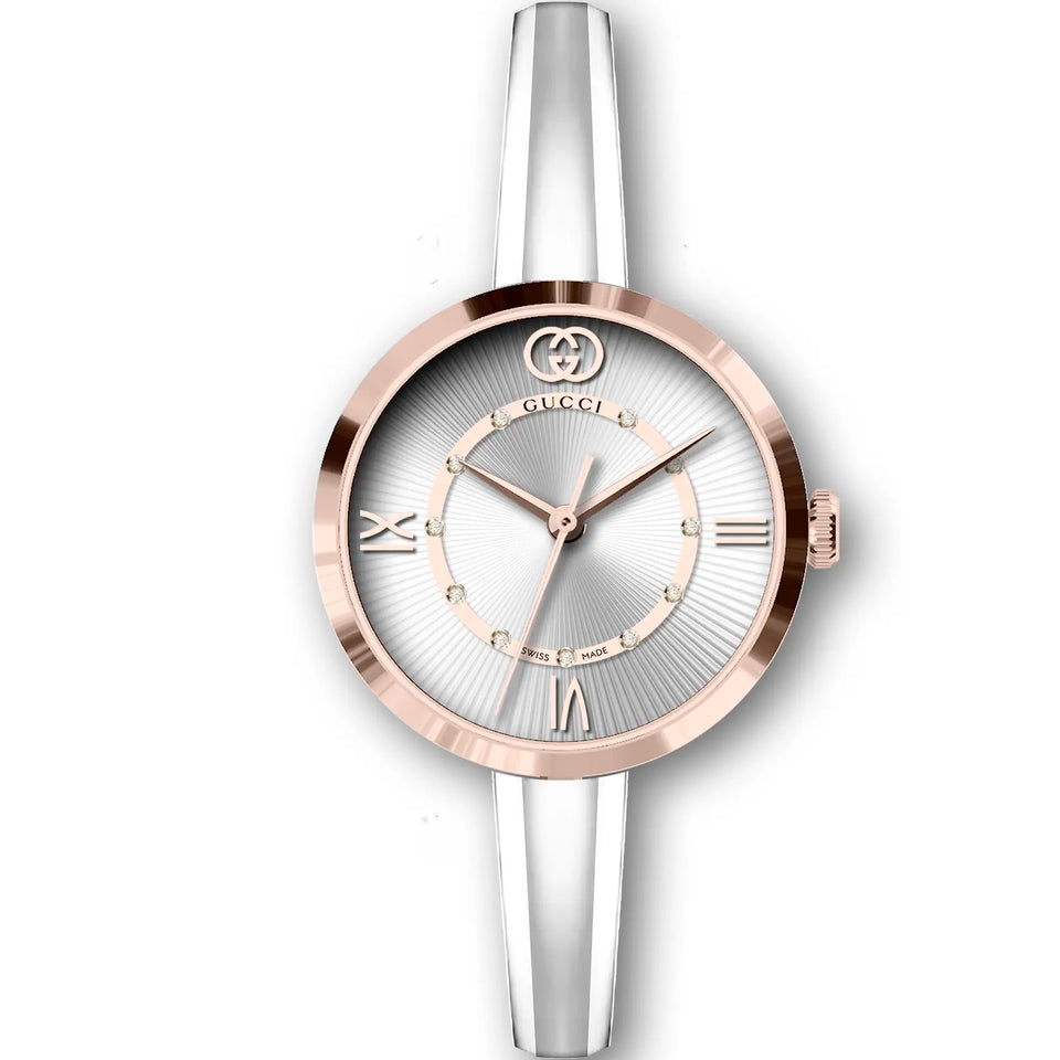 Gucci Ladies 30mm Model 2000 Diamond Set Bangle Watch