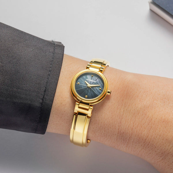 Herbelin 'Lady H' Black Mother Of Pearl Gold PVD Bangle Watch