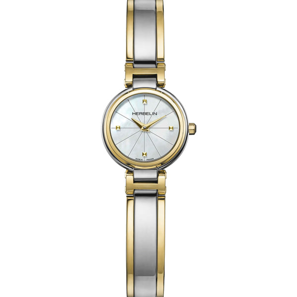 Herbelin 'Lady H' Mother Of Pearl Dial Two Tone PVD Bangle Watch
