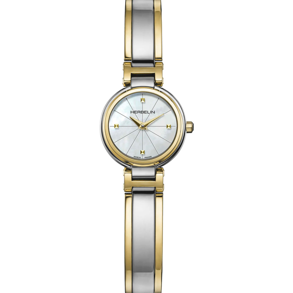 Herbelin 'Lady H' Mother Of Pearl Dial Two Tone PVD Bangle Watch