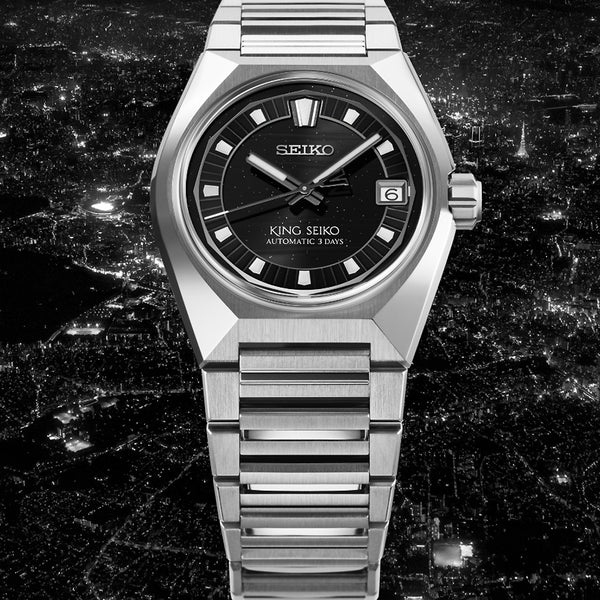 King Seiko Men's VANAC Tokyo 'Cosmic Black' Dial Bracelet Watch