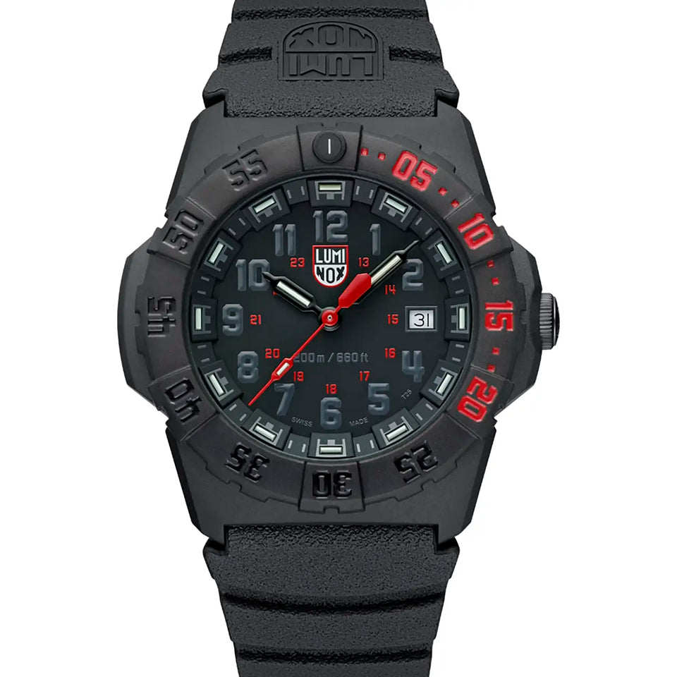 Luminox Men's Navy SEAL Red 44mm Rubber Strap Diver Watch
