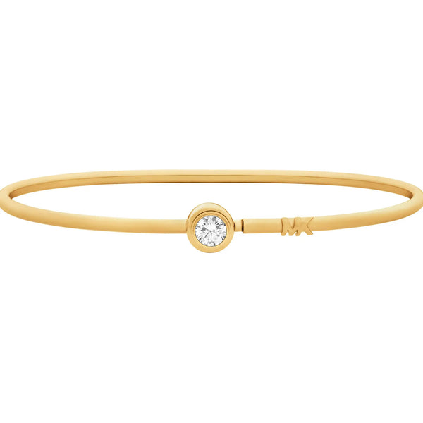 Michael Kors Ladies Brilliance Round Stone Set Gold Toned Bangle