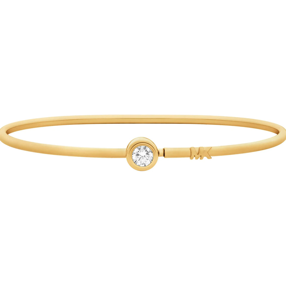 Michael Kors Ladies Brilliance Round Stone Set Gold Toned Bangle