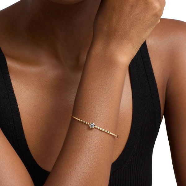 Michael Kors Ladies Brilliance Round Stone Set Gold Toned Bangle