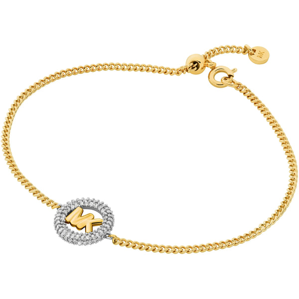 Michael Kors Ladies Premium Stone Set Gold Tone MK Bracelet