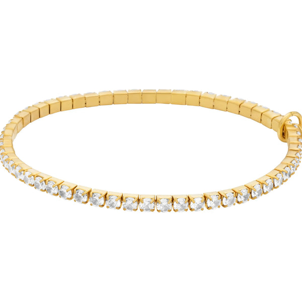 Michael Kors Ladies Brilliance Stone Set Gold Toned Stretch Bracelet