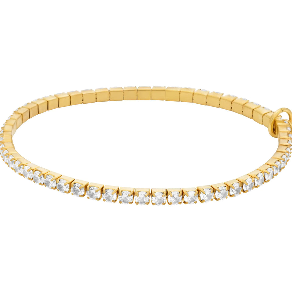 Michael Kors Ladies Brilliance Stone Set Gold Toned Stretch Bracelet