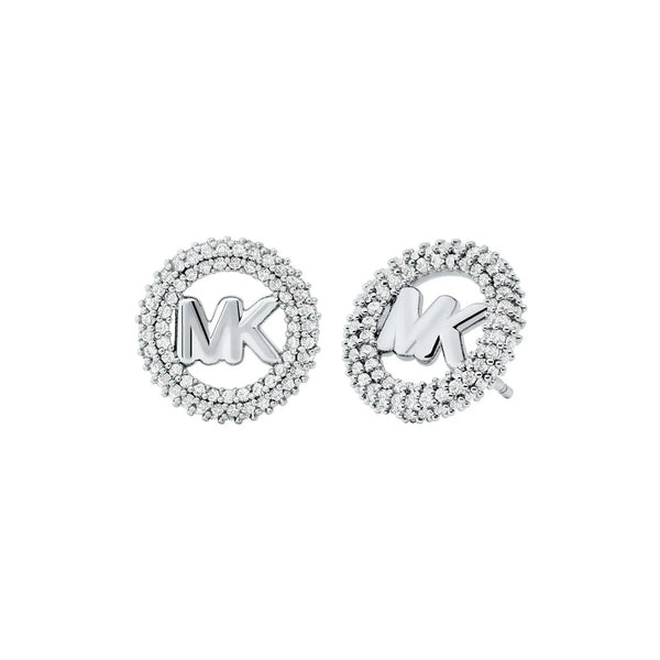 Michael Kors Ladies Premium Stone Set MK Circle Stud Earrings